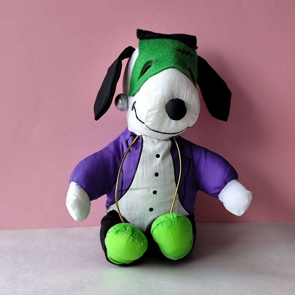 4/$50⭐️Snoopy Halloween Frankenstein costume Purple Green Plush 6" w Mask